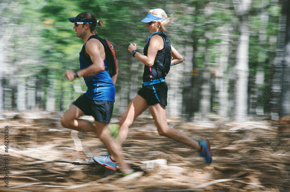 Fototapeta premium motion blur forest trail run