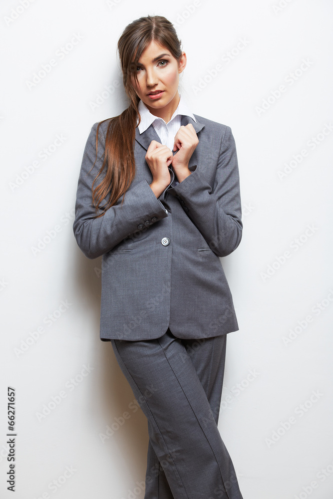 Business woman fashion style isolated portrait. Female model st Business woman fashion style isolated portrait. Female model st