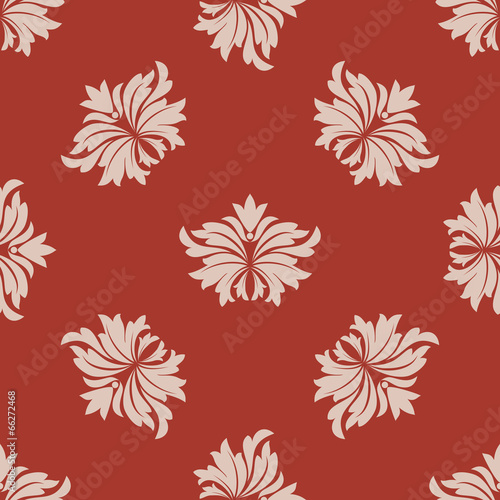 Red and beige seamless floral pattern