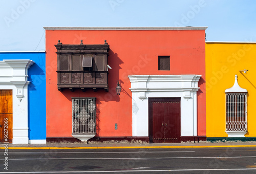 Traditional style windows found in Trujillo, Peru photo