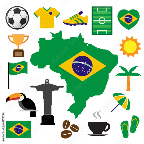 Brazil and soccer icon set