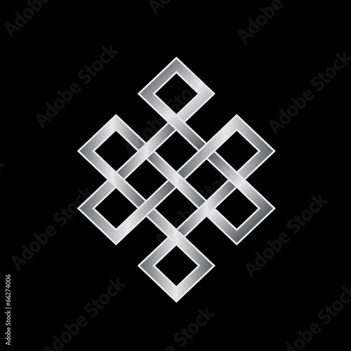 Platinum Endless knot. Concept of Karma, Time, spirituality