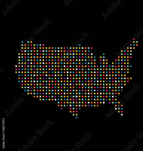 United States color square dot map image.