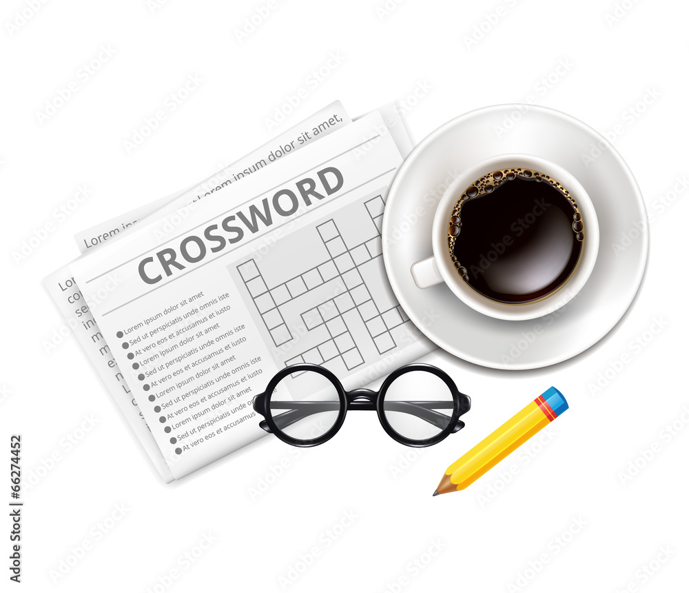 Vector Crossword, Glasses, Cup of Coffee Vector Crossword, Glasses, Cup of Coffee