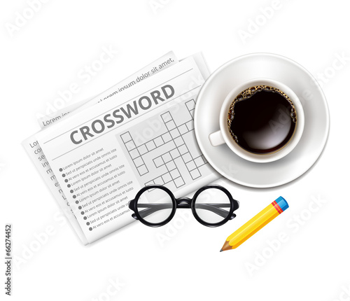 Vector Crossword, Glasses, Cup of Coffee