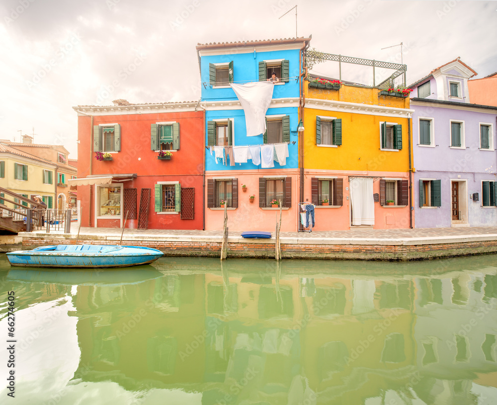 Murano and Burano island, street with glass store