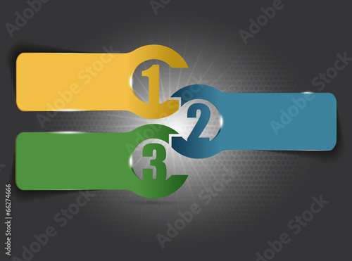 Dark vector background with scheme of three steps
