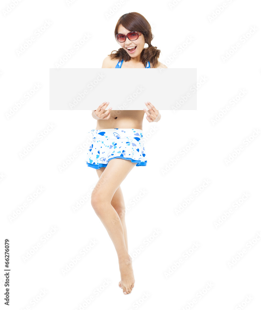 smile sunshine woman standing and holding a board smile sunshine woman standing and holding a board