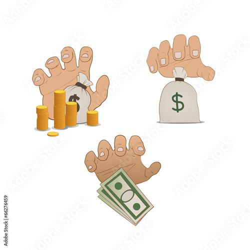 illustration of hands on money