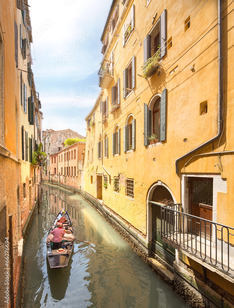 Gondola with gondolier in Venice, Italy