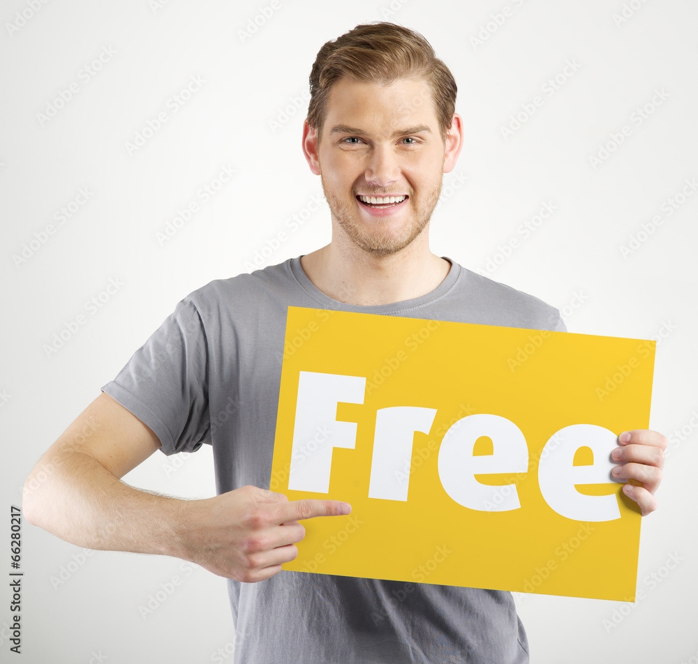 man holding sign man holding sign