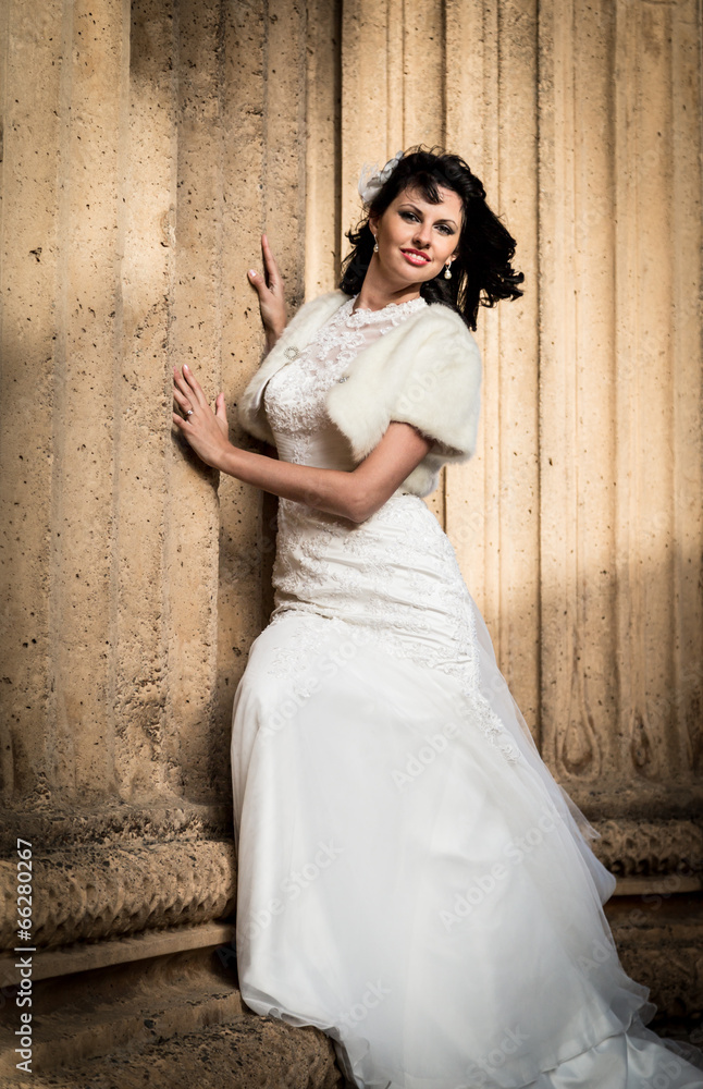 Beautiful brunette in wedding dress Beautiful brunette in wedding dress