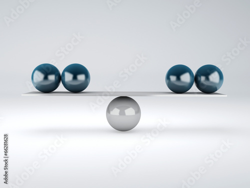 blue spheres  in equilibrium. Balance concept