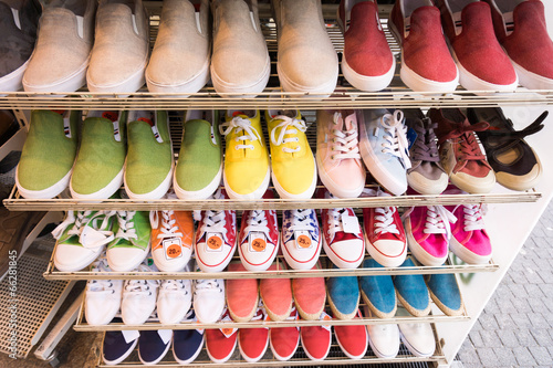 Variety  Shoes in the Shop. © EwaStudio