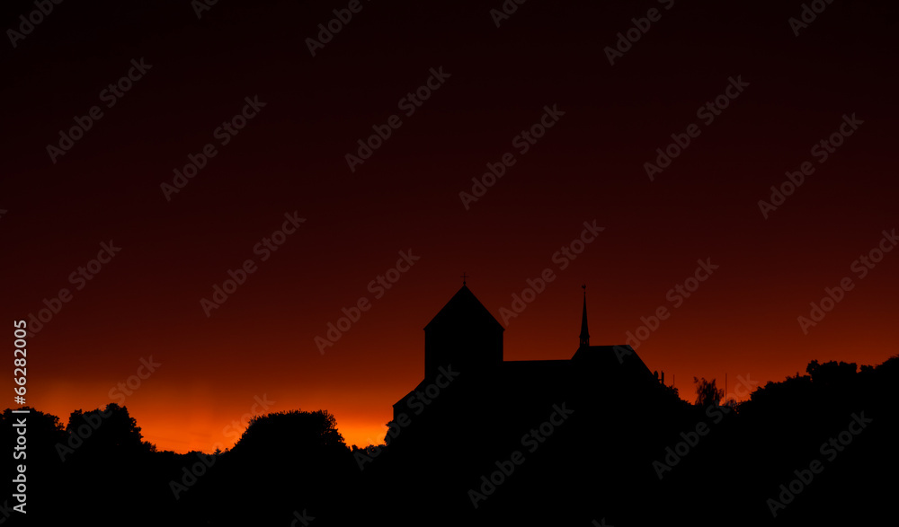 Sunset with church. church on a background of the sunset Sunset with church. church on a background of the sunset