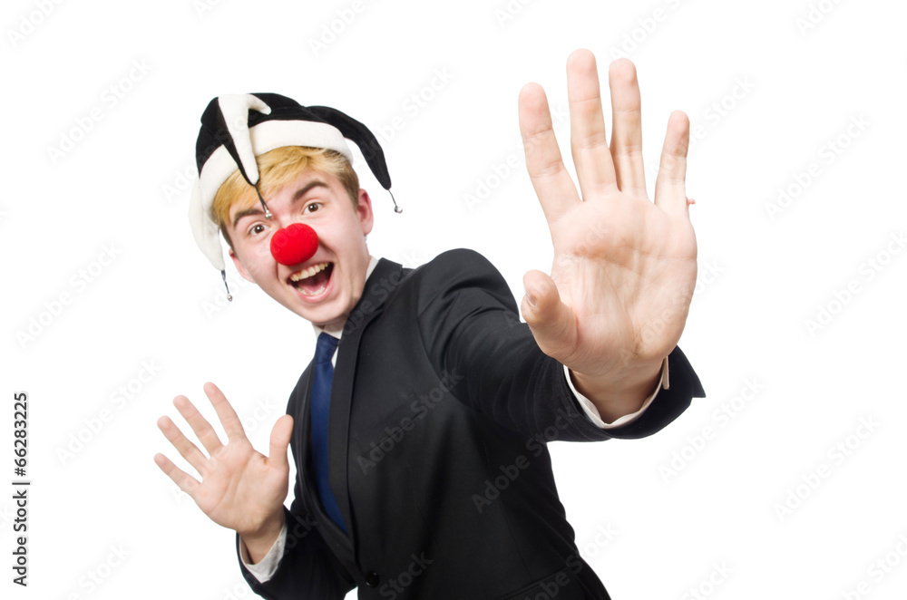 Clown businessman isolated on white Clown businessman isolated on white