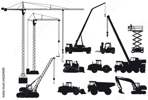 Erdbaumaschinen und Kran