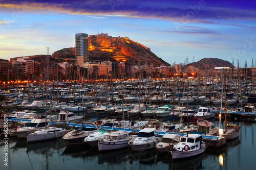   Port of Alicante in dawn.  Spain