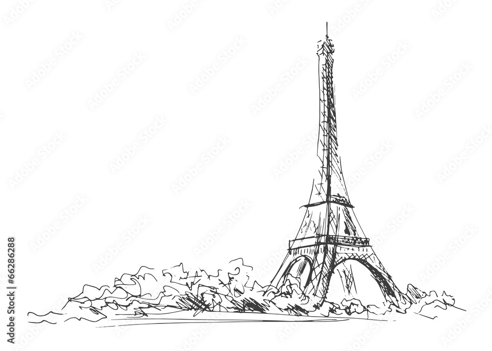 Hand sketch of the Eiffel Tower.  Vector illustration