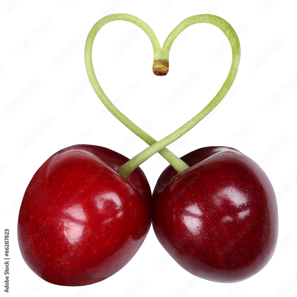 Kirschen formen ein Herz Thema Liebe Stock-Foto | Adobe Stock