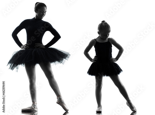 woman and little girl  ballerina ballet dancer dancing silhouett