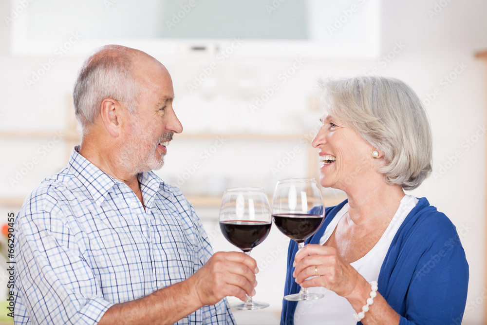 älteres paar stößt mit einem glas wein an älteres paar stößt mit einem glas wein an