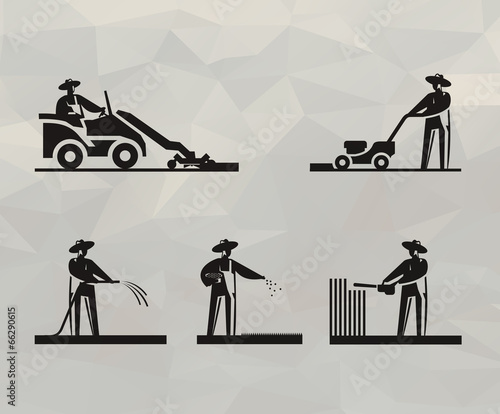 Lawn mower icons. Vector format
