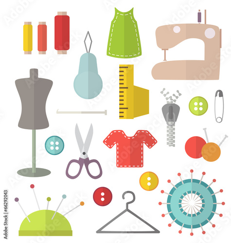 Sewing vector flat set
