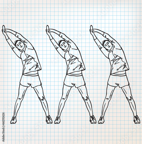 Stretching exercises sketch illustration