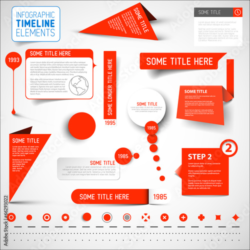 Red infographic timeline elements / template