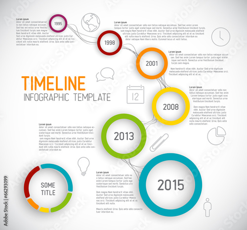 Infographic light timeline report template with circles