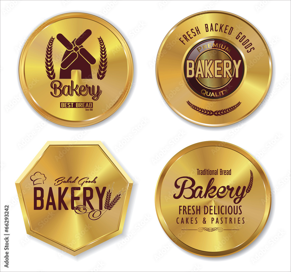 Set of golden bakery labels