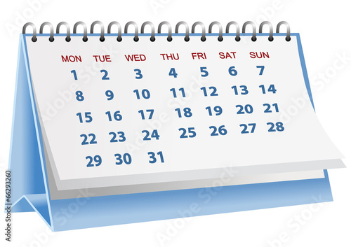 Vector format of blue desk paper calender