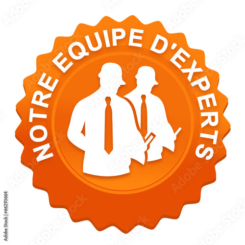 notre équipe d'experts sur bouton web denté orange