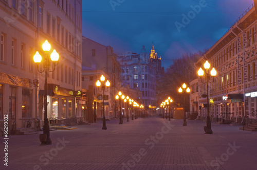 Stariy Arbat Street in Moscow at Night