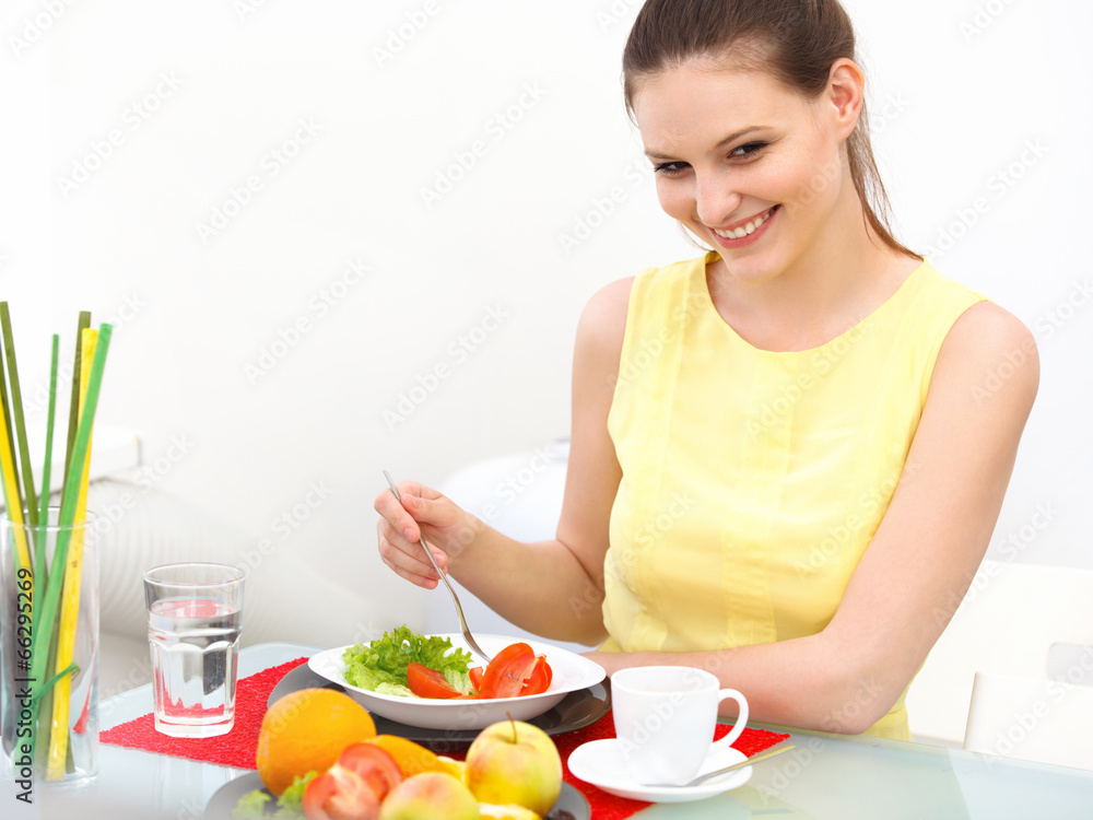 Close-up Of Beautiful Woman Eating healthy food Close-up Of Beautiful Woman Eating healthy food