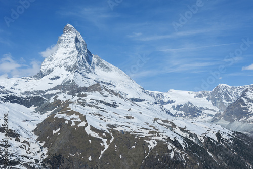 Matterhorn peak with blue sky background  Zermatt  Switzerland