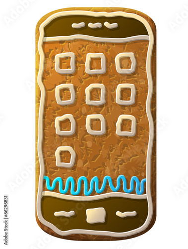 Gingerbread smartphone decorated colored icing