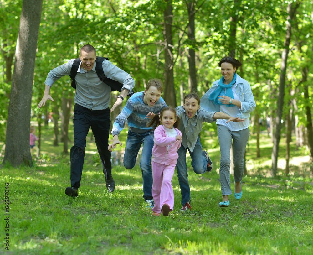 Fototapeta premium Happy family walking