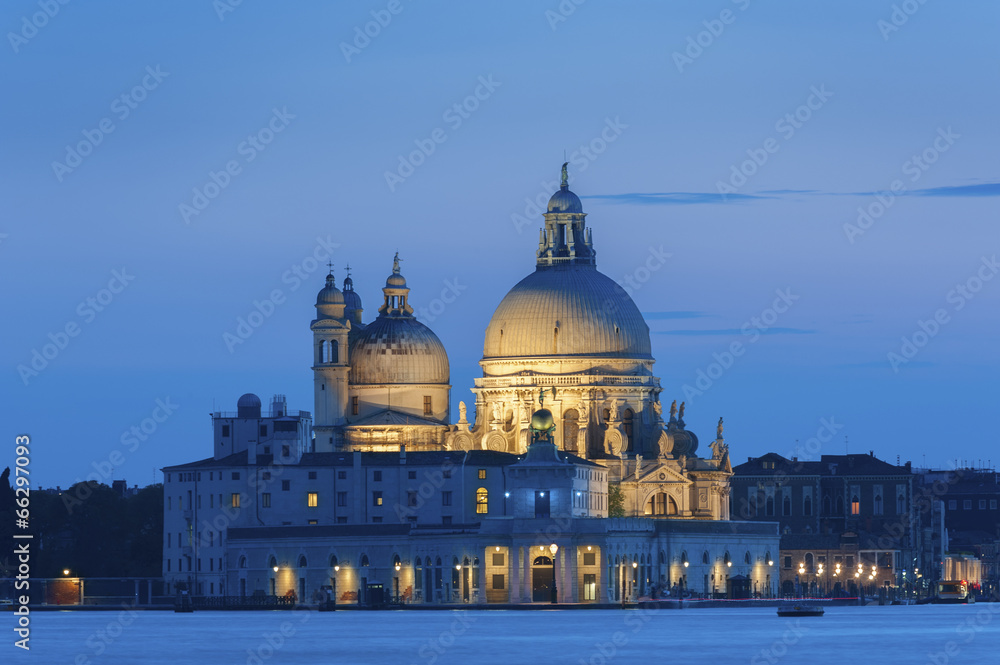Venice at sunset. Basilica di Santa Maria della Salute.