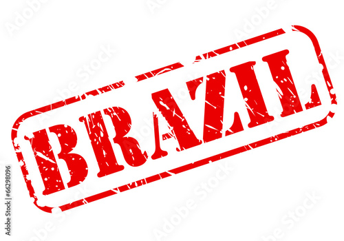 BRAZIL text red stamp on white