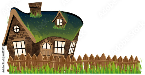 Stone house with turf roof