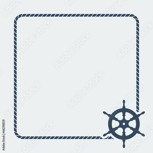 marine background with steering wheel