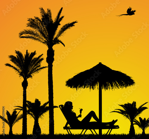 Chilling Under Palm Trees Vector Set