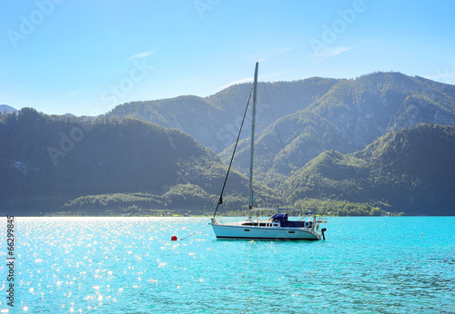 Yacht on a lake