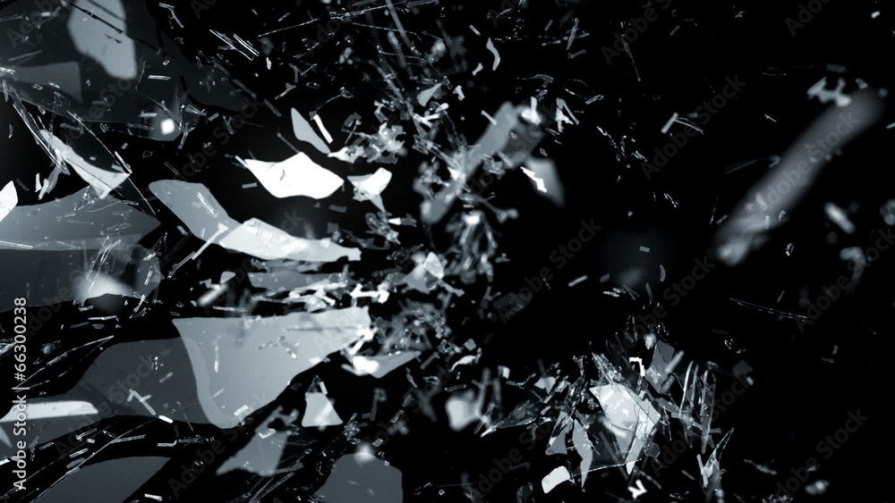 Splitted and Shattered glass with slow motion. Alpha