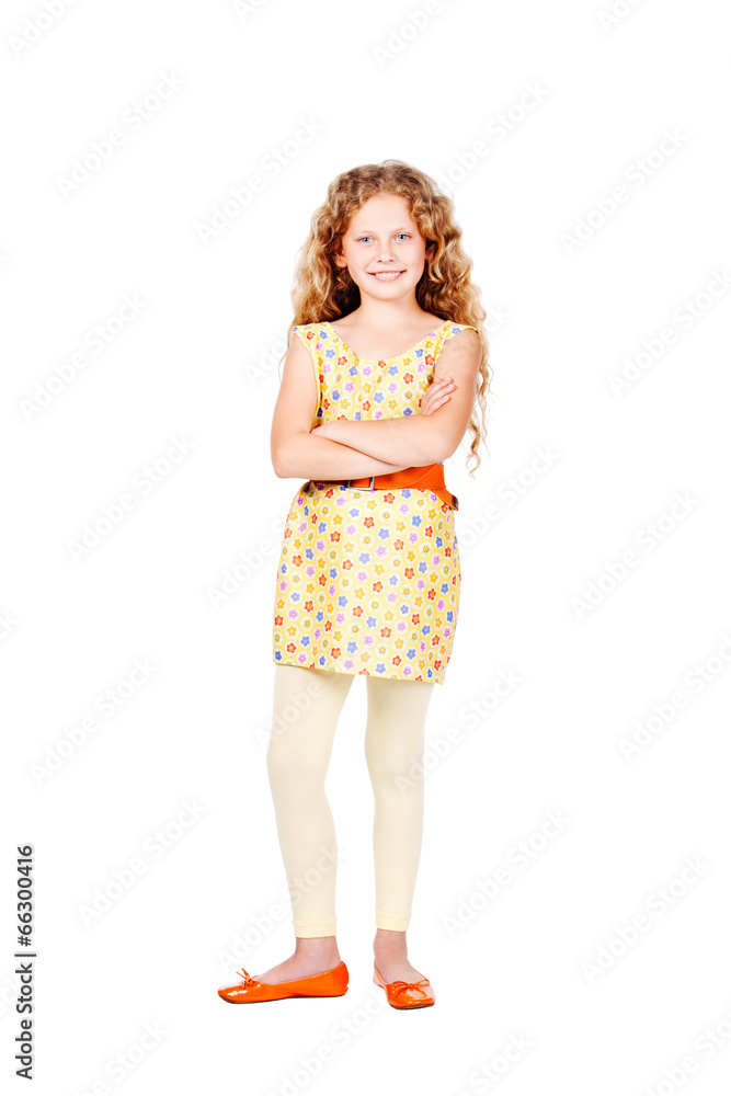 beautiful smiling little girl with curly hair, isolated on white beautiful smiling little girl with curly hair, isolated on white