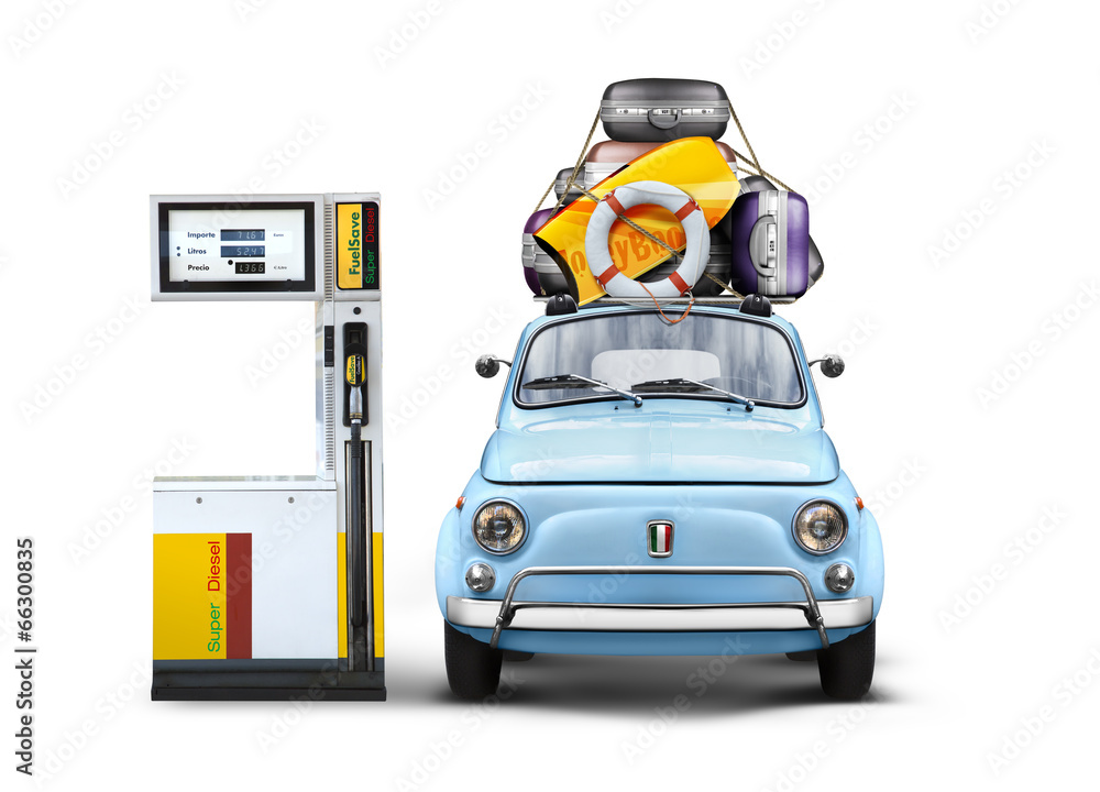 Fototapeta premium Prix du Carburant et Départ en Vacances
