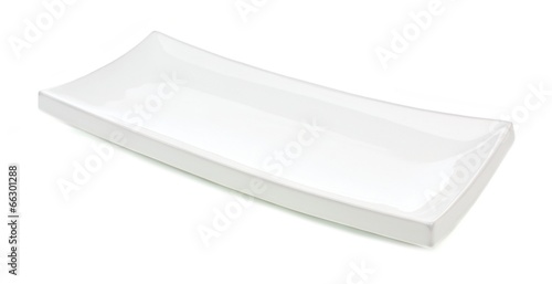 White rectangular serving plate isolated on white