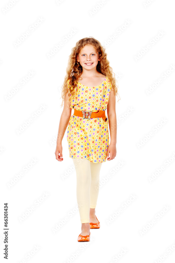 beautiful little girl with curly hair, isolated on white beautiful little girl with curly hair, isolated on white